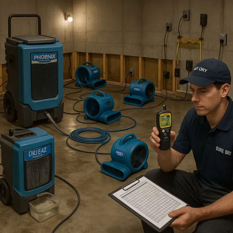 Structural Drying and Dehumidification process in Hiland Park, FL